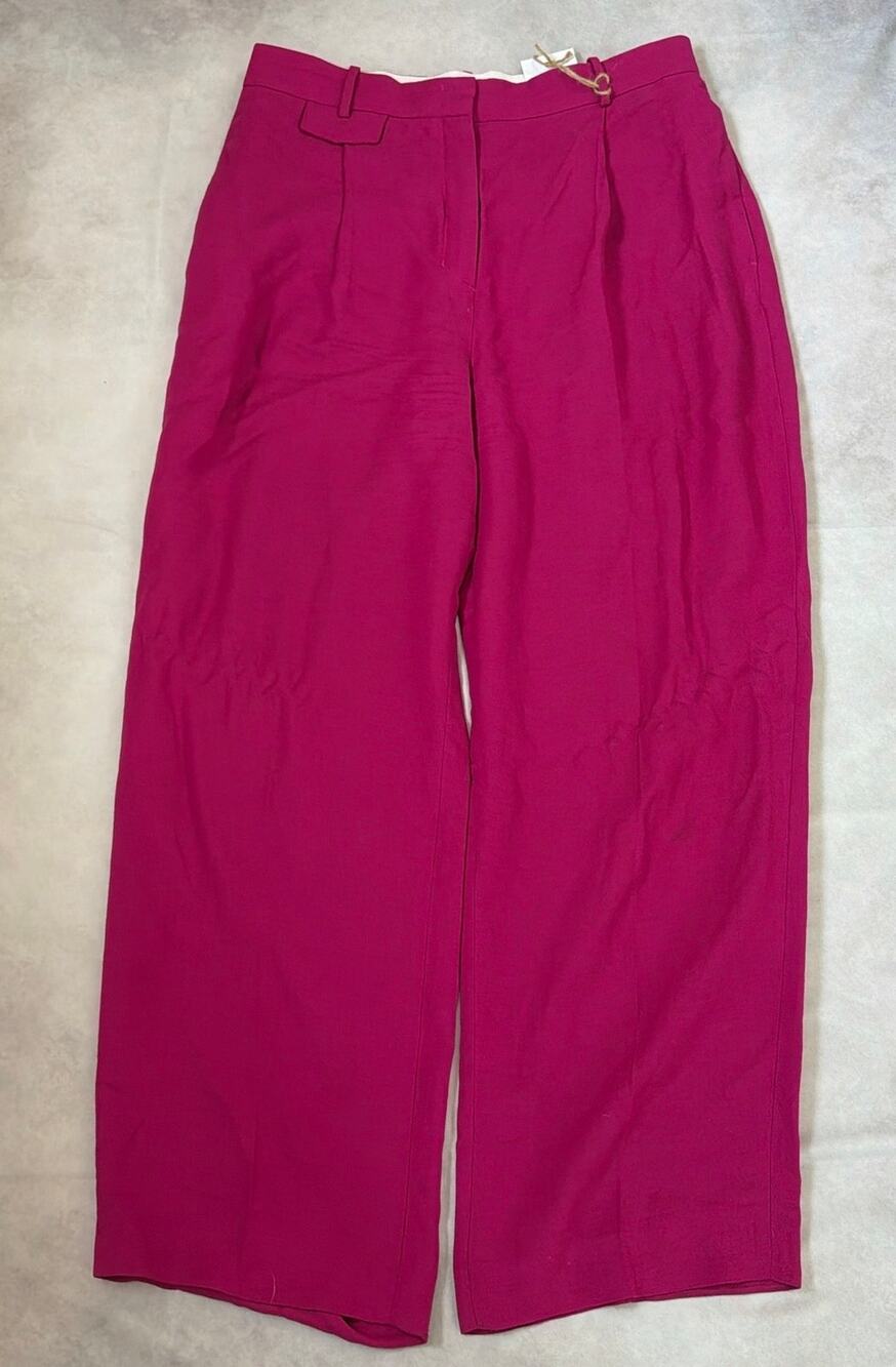 COS Hot Pink Wide Leg Trousers Size 12 High Rise Pants